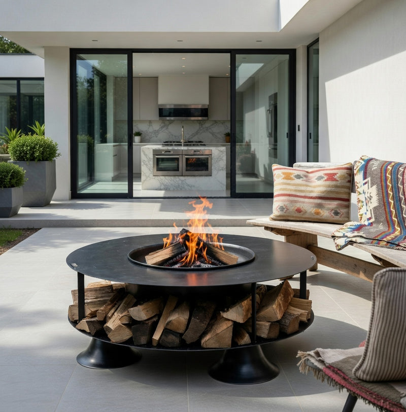 Flat Ring of Logs 120 with Swing Arm BBQ Rack
