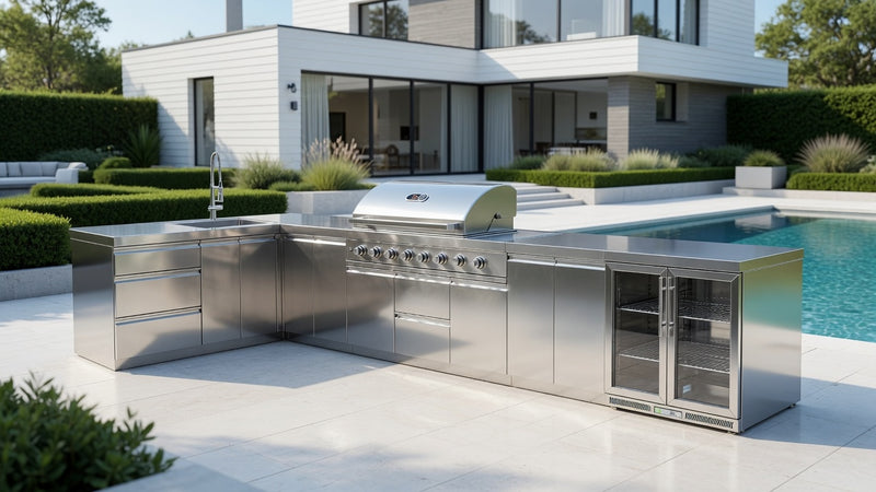 Whistler Outdoor Kitchen 6 Burner BBQ, Sink and Fridge | State | 2.3 x 4.3m
