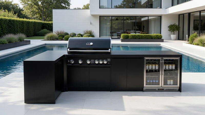 Whistler Fairford Black Outdoor Kitchen with Burford 5-Burner BBQ | 3.6M X 1.5M Full-Length