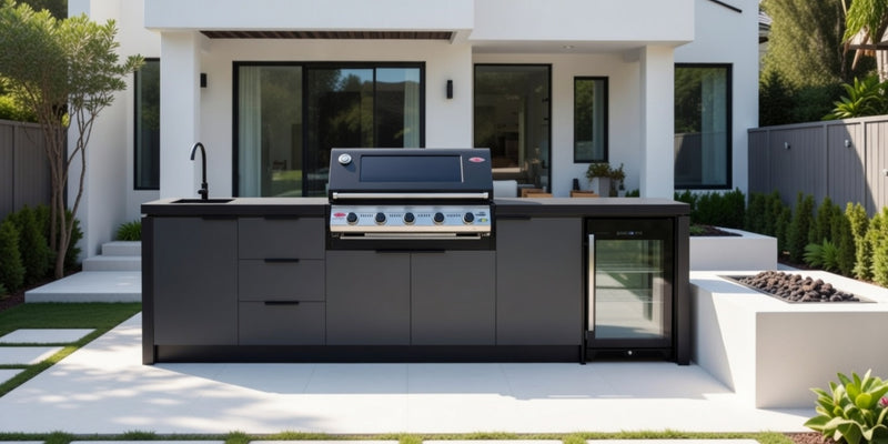 Cabinex Premium Outdoor Kitchen With Signature S3000E 5 Burner BBQ Black | 3.4 Meters