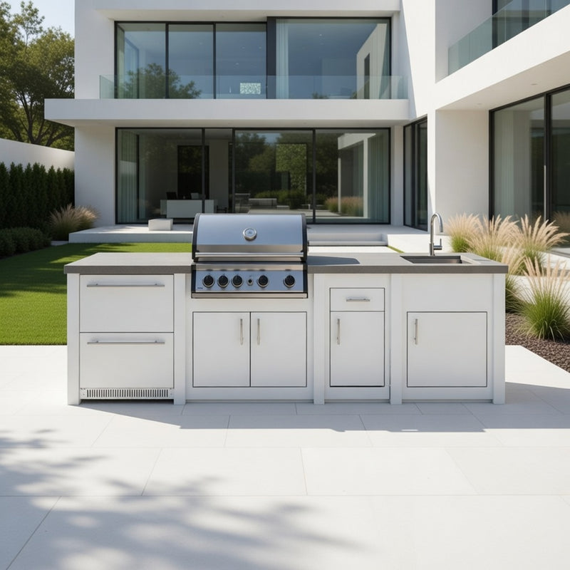 Grandpro by Stoll Aluminum Outdoor Kitchen Pro Elite Sink, and Double Drawer Fridge | 3M