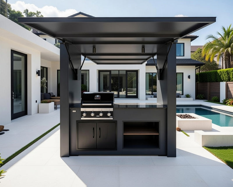 Grillandia Outdoor Kitchen Cabana Pod with Two Doors GrandHall 4 Burner | 2.4M