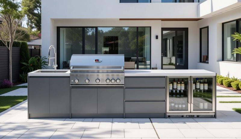 Whistler Fairford Grey Outdoor Kitchen with Burford 5-Burner BBQ | 3.6M Full-Length