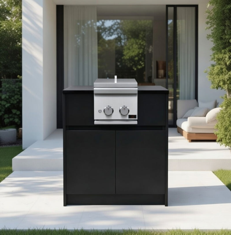 Whistler Fairford Outdoor Kitchen Black unit and stainless  Side Burner & Cabinet 80cm