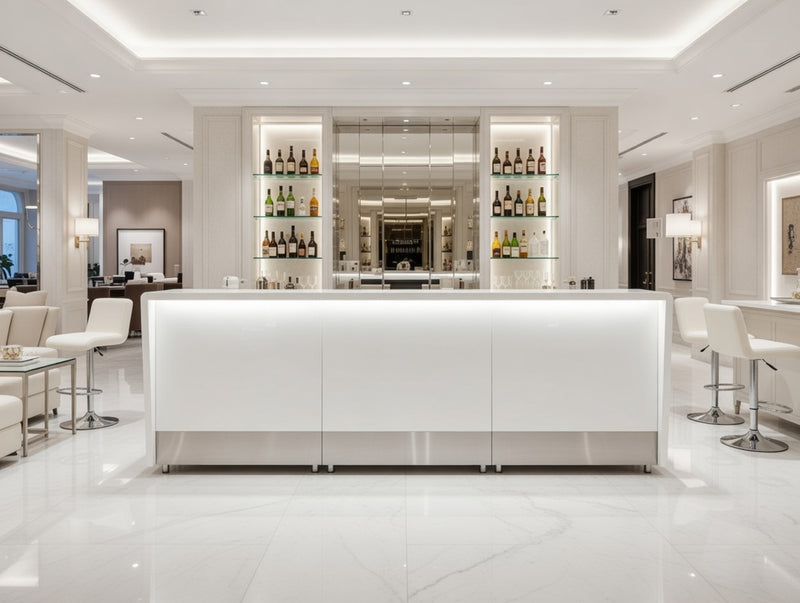 Front Reception Counter For Pub, Hotel, Hospital, Iluminated / Counter LED - Complete Set 3 + Sink