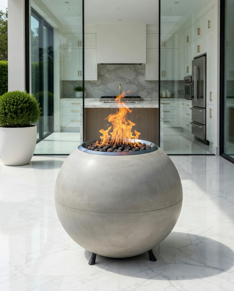 Ballo Gas Fire Pit Concrete Look