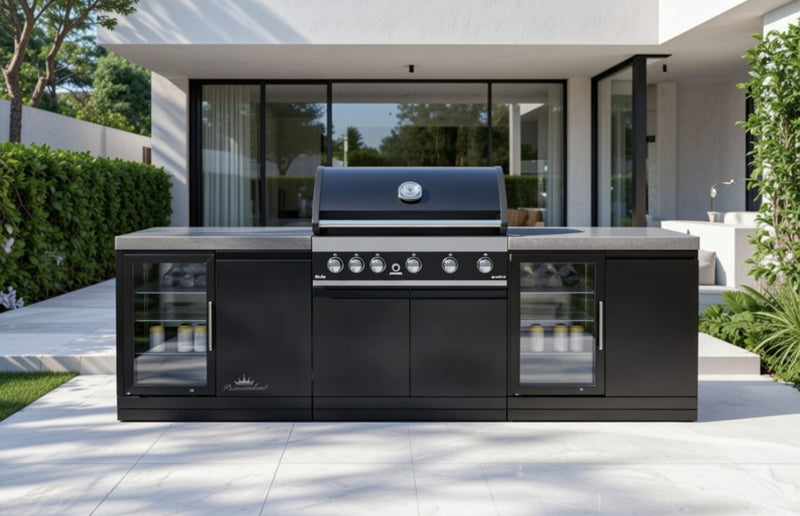 GrandPro Outdoor Kitchen with 5 Burner BBQ, and Double Fridges - 2.6m