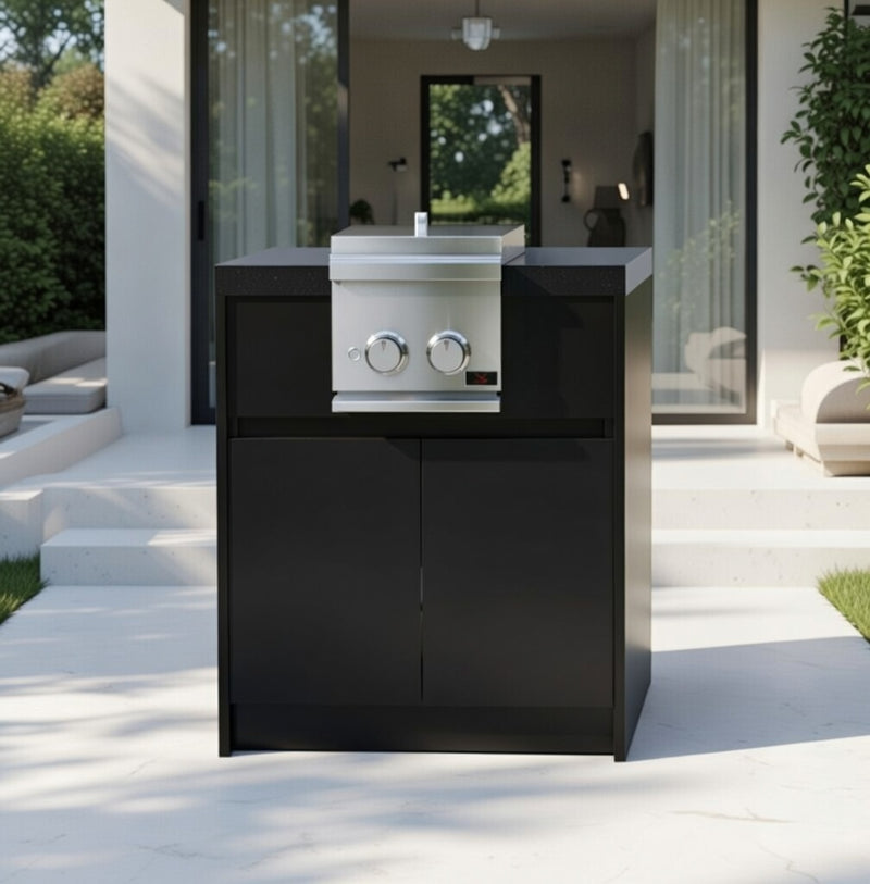 Whistler Fairford Outdoor Kitchen Black unit and stainless  Side Burner & Cabinet 80cm