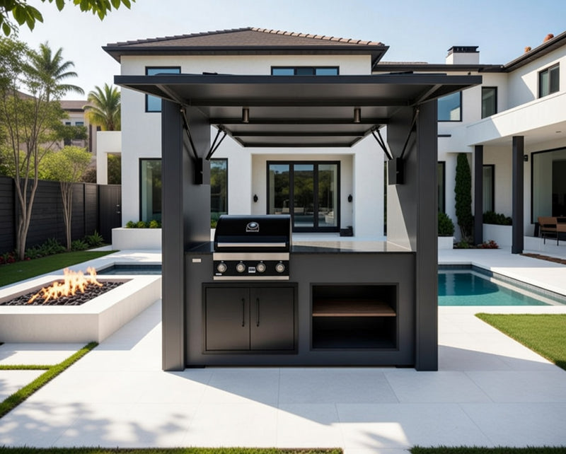 Grillandia Outdoor Kitchen Cabana Pod with Two Doors GrandHall 4 Burner | 2.4M