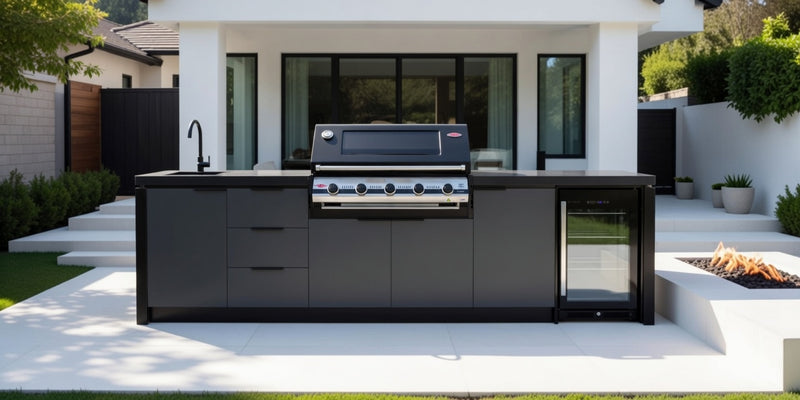 Cabinex Premium Outdoor Kitchen With Signature S3000E 5 Burner BBQ Black | 3.4 Meters