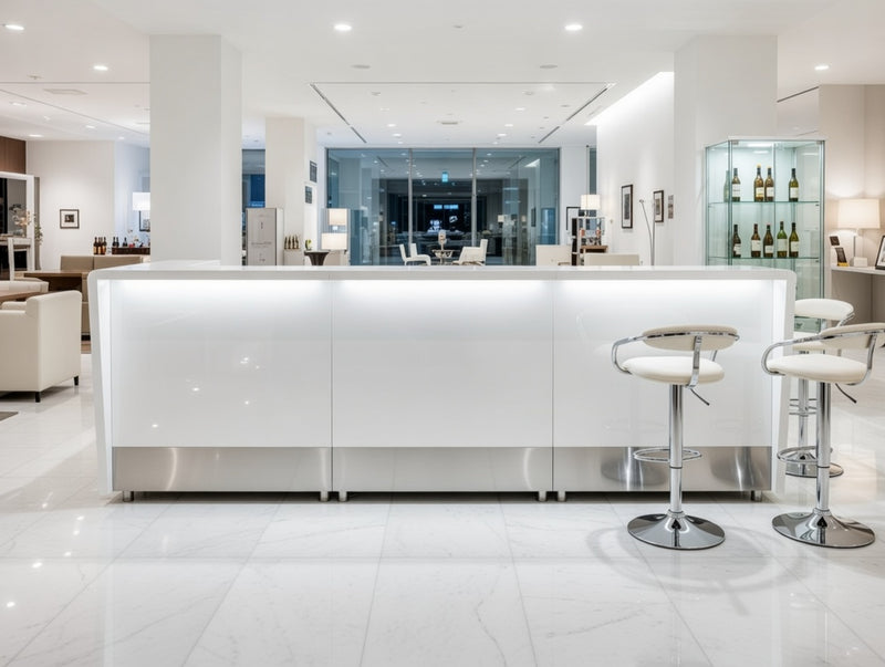 Front Reception Counter For Pub, Hotel, Hospital, Iluminated / Counter LED - Complete Set 3