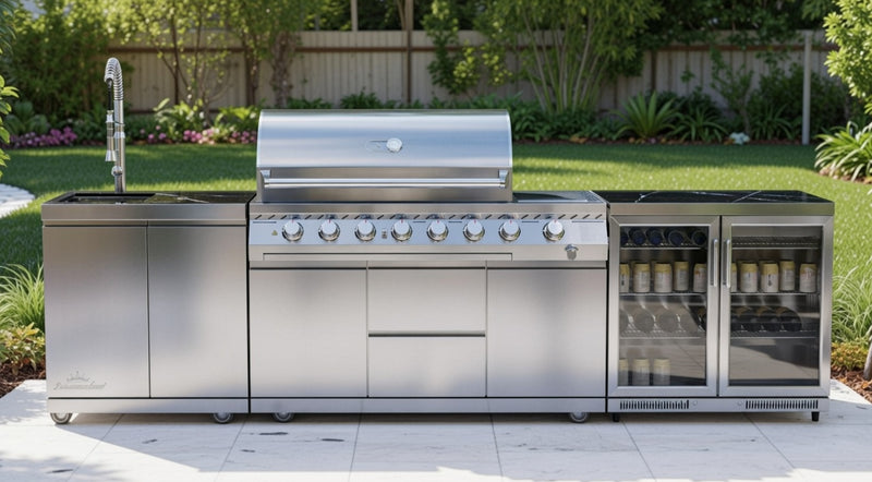 Whistler Outdoor Kitchen 6 Burner BBQ, Fridge and Sink | 3.2 Meters