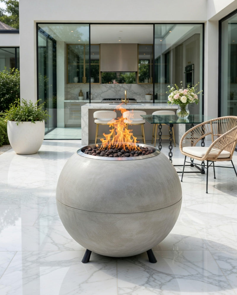 Ballo Gas Fire Pit Concrete Look