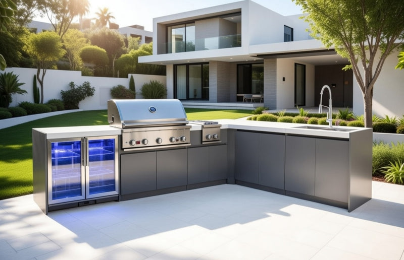 Whistler Fairford Outdoor Kitchen with Burford 5-Burner BBQ and side burner | 3.6M X 2.4M Full-Length