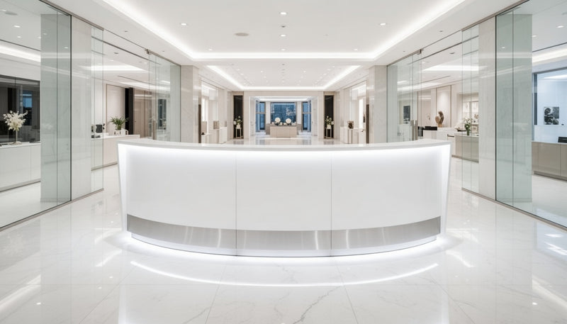 Front Reception Counter For Pub, Hotel, Hospital, Iluminated / Counter LED - Complete Set 6 + Sink