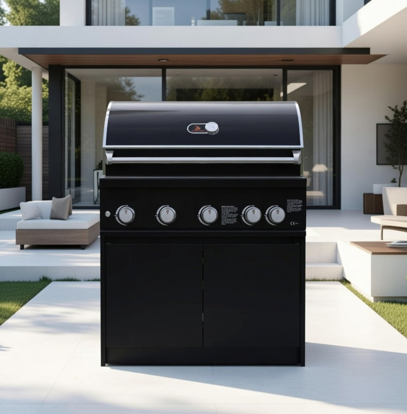 Whistler Fairford Outdoor Kitchen Black Cabinet  Burford 5 Burner Barbecue 106.6cm