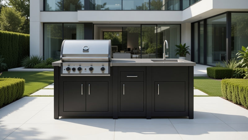 Grandpro by Stoll Aluminum Outdoor Kitchen Graphite Pro Elite, and Sink | 2.4M
