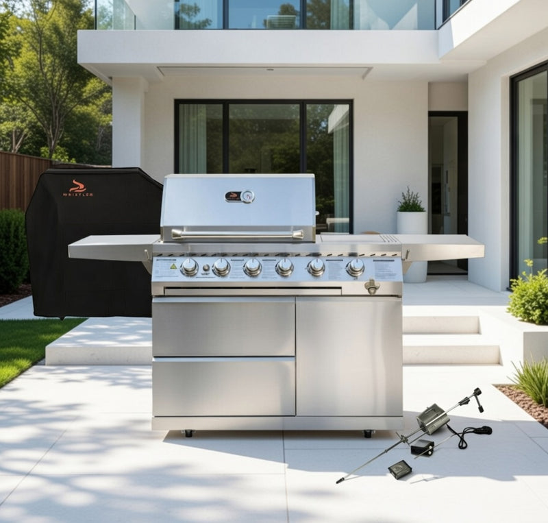 Whistler Cirencester 4 Burner Barbecue with Side Burner + Rotisserie + Cover
