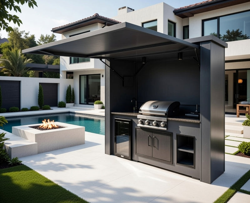 Grillandia Outdoor Kitchen Cabana Pod with Two Doors Complete With Fridge and Sink | 2.4m