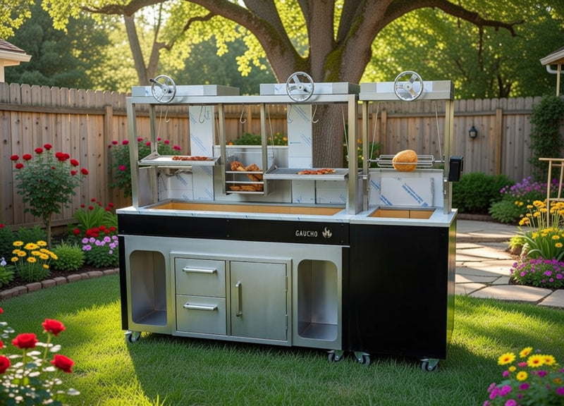 Outdoor Kitchen Argentinian Brasa Grill Plus Rotisserie 2.2M