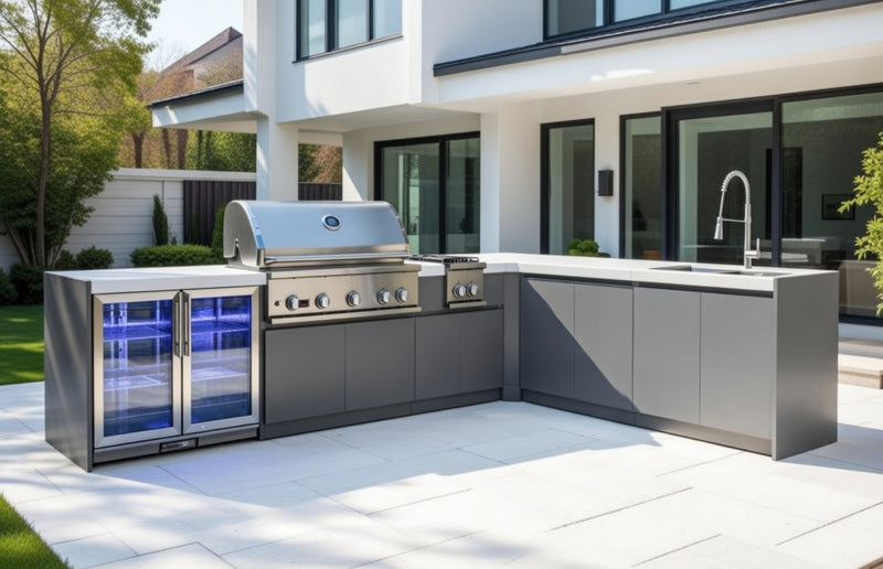 Whistler Fairford Outdoor Kitchen with Burford 5-Burner BBQ and side burner | 3.6M X 2.4M Full-Length