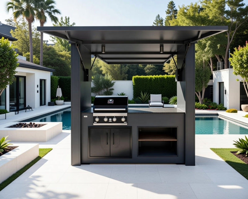 Grillandia Outdoor Kitchen Cabana Pod with Two Doors GrandHall 4 Burner | 2.4M