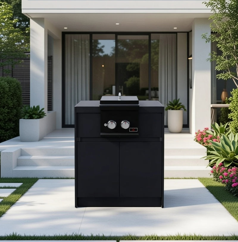 Whistler Fairford Outdoor Kitchen Black Side Burner & Cabinet 80cm
