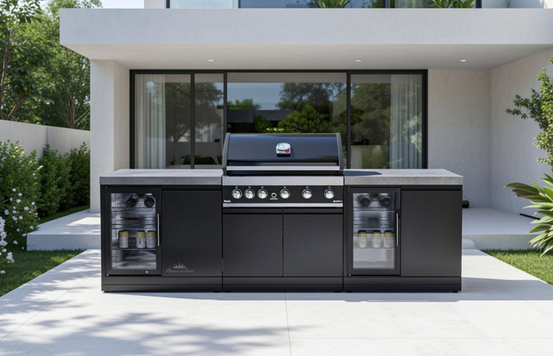 GrandPro Outdoor Kitchen with 5 Burner BBQ, and Double Fridges - 2.6m