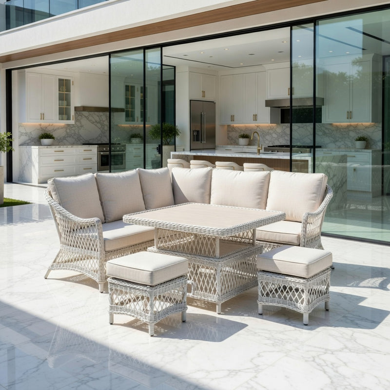 Norfolk Leisure Cotswold Mini Corner Set With Stools And Square Adjustable Table