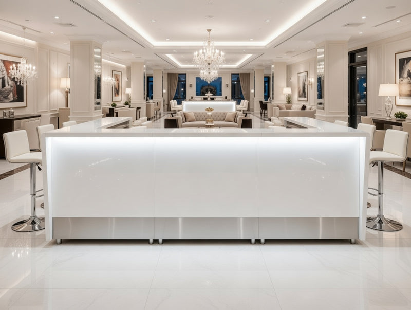 Front Reception Counter For Pub, Hotel, Hospital, Iluminated / Counter LED - Complete Set 3 + Sink