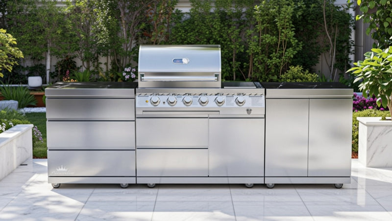 Whistler Outdoor Kitchen 4 Burner BBQ, Double Doors and Triple Drawers | 2.9Meters