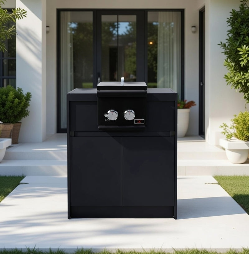 Whistler Fairford Outdoor Kitchen Black Side Burner & Cabinet 80cm