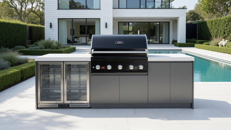 Whistler Fairford Black Outdoor Kitchen with Burford 5-Burner BBQ | 2.9M