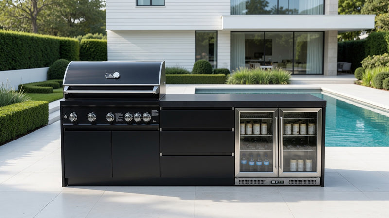Whistler Fairford Black Outdoor Kitchen with Burford 5-Burner BBQ | 2.8M Full-Length