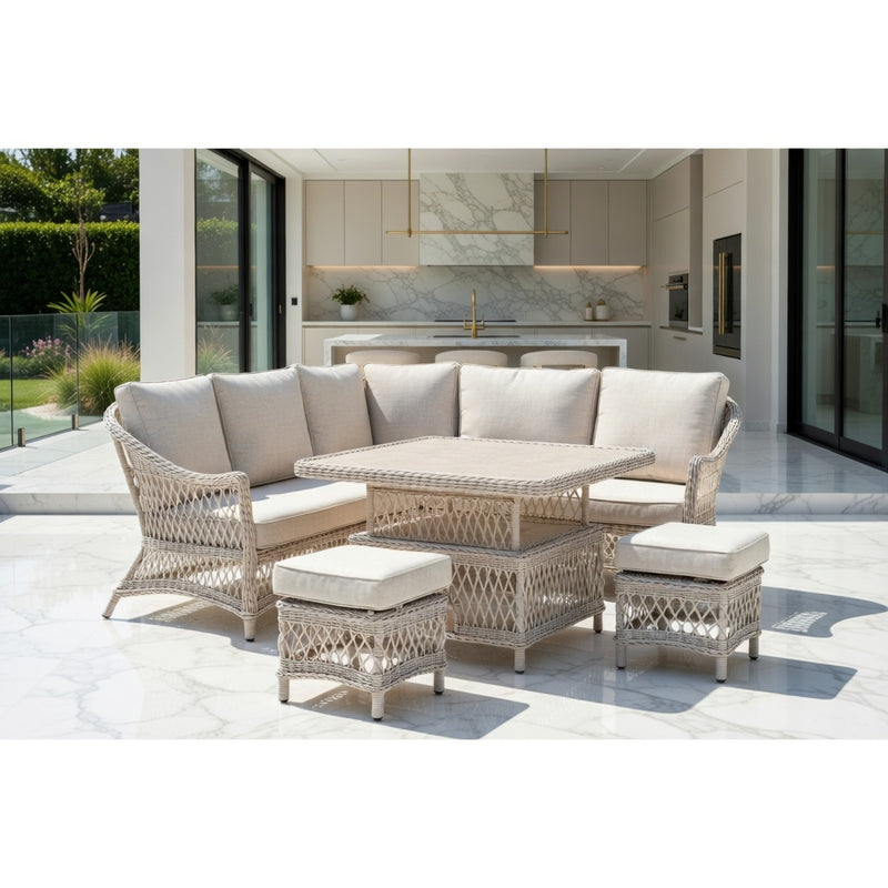 Norfolk Leisure Cotswold Mini Corner Set With Stools And Square Adjustable Table