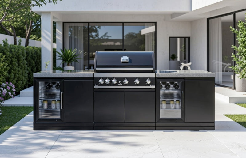 GrandPro Outdoor Kitchen with 5 Burner BBQ, and Double Fridges - 2.6m