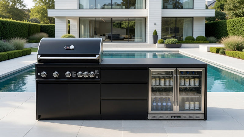Whistler Fairford Black Outdoor Kitchen with Burford 5-Burner BBQ | 2.8M Full-Length