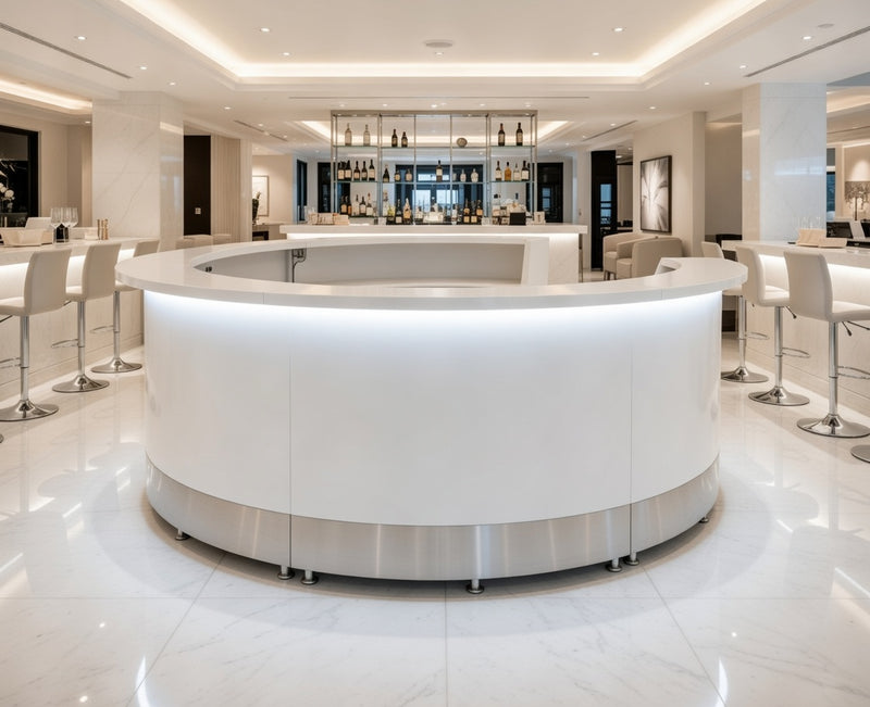 Round Wide Counter Front Reception Counter For Pub, Hotel, Hospital, Iluminated / Counter ...