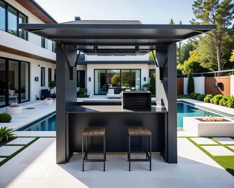 Grillandia Outdoor Kitchen Cabana Pod with Two Doors GrandHall 4 Burner | 2.4M