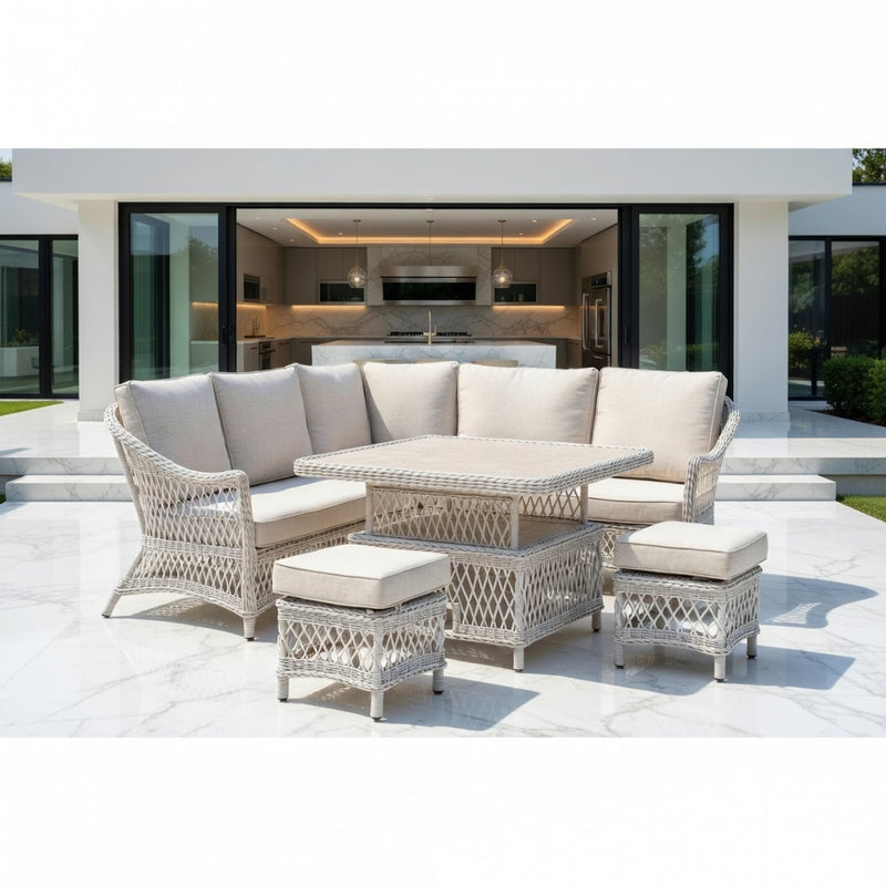 Norfolk Leisure Cotswold Mini Corner Set With Stools And Square Adjustable Table