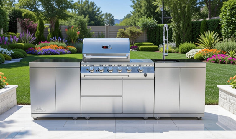 Whistler Outdoor Kitchen 4 Burner BBQ, Double Doors and Sink | 2.9Meters