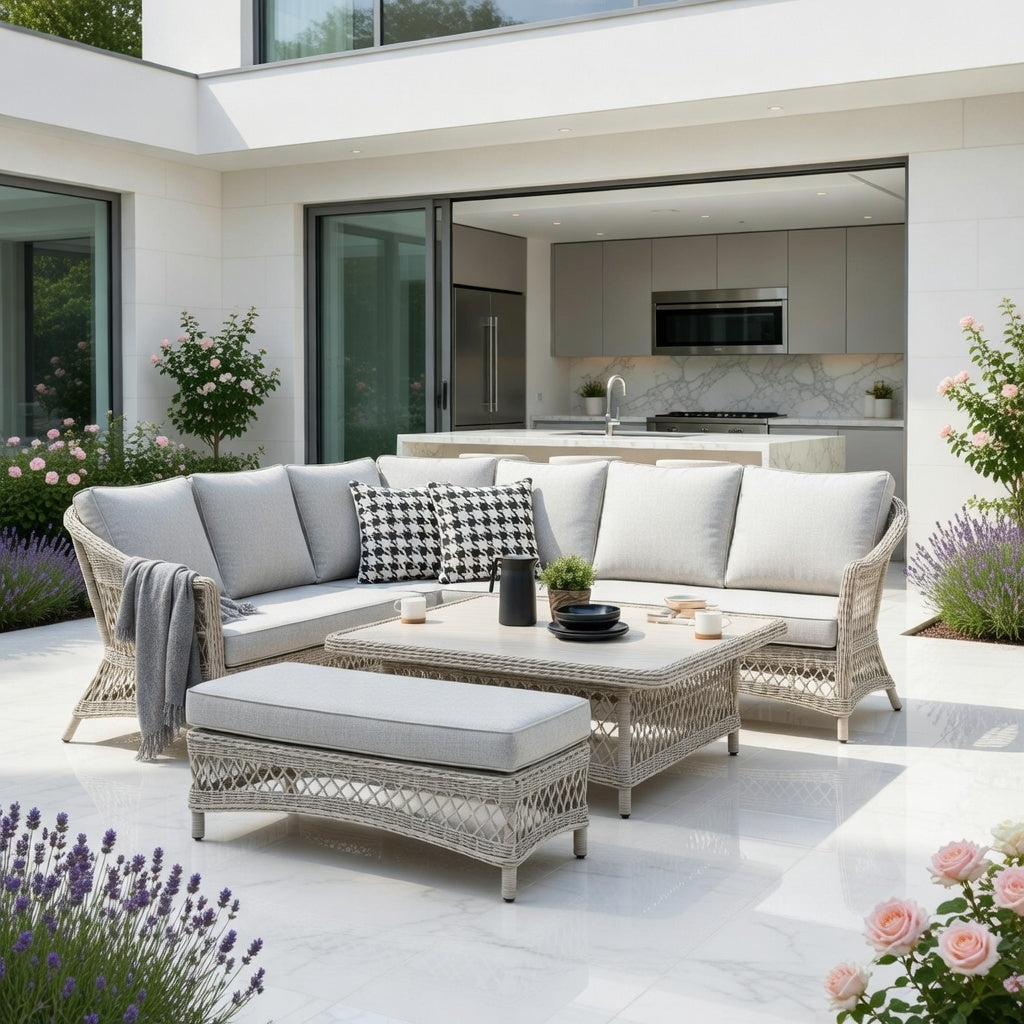 Norfolk Leisure Cotswold Corner Set With Benches And Square Adjustable ...