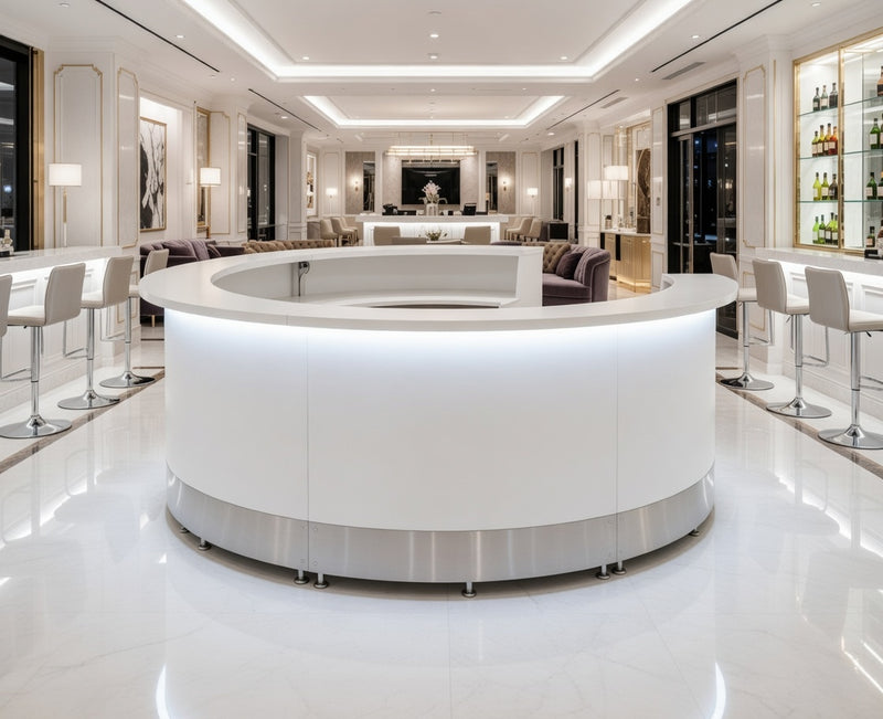 Front Reception Counter For Pub, Hotel, Hospital, Iluminated / Counter LED - Complete Set 8 + Sink