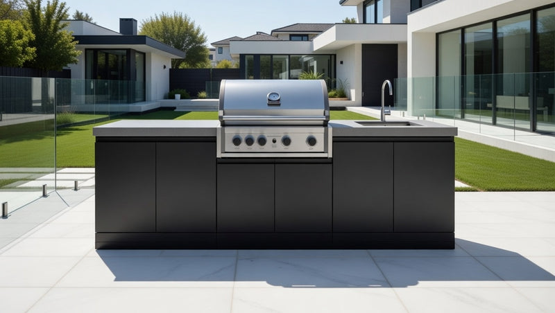 GrandPro Outdoor Kitchen with Elite Pro 4 Burner BBQ, and Sink - 2.7m