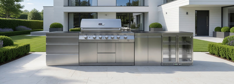 Whistler Outdoor Kitchen 6 Burner BBQ, Fridge, Triple Drawer and Gas Bottle Cabinet | 4M