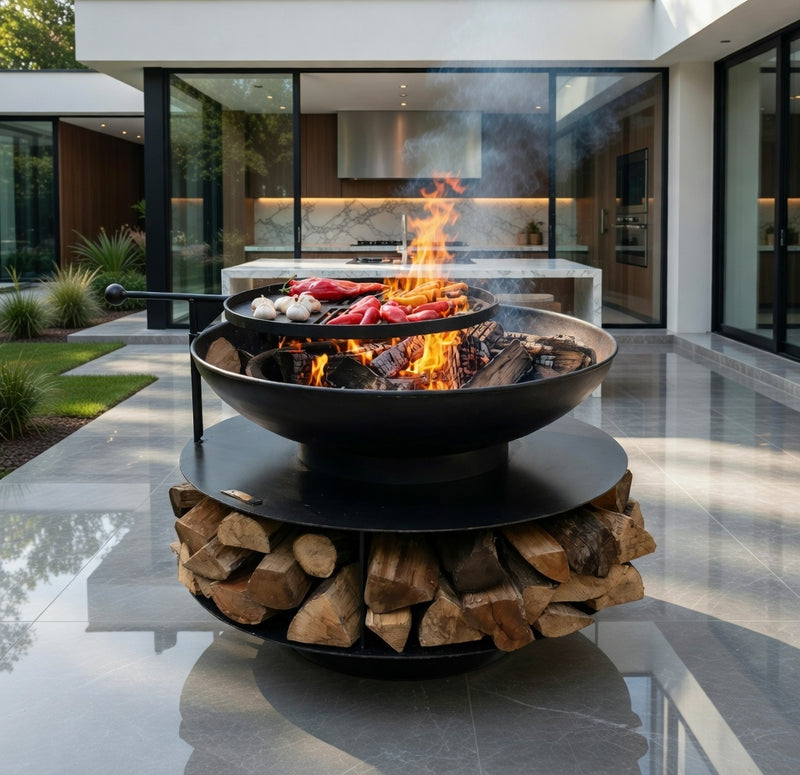 Ring of Logs 90 with Swing Arm BBQ Rack