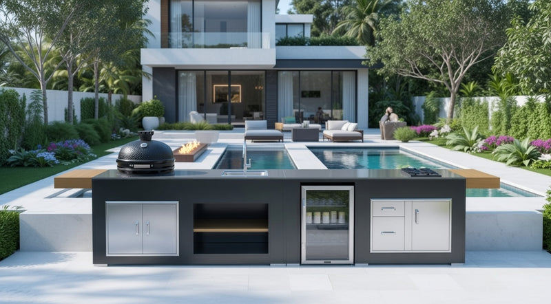 Grillandia Outdoor Kitchen With Hob, Fridge, Sink, Large Bastard and Weather Cover 4.4m