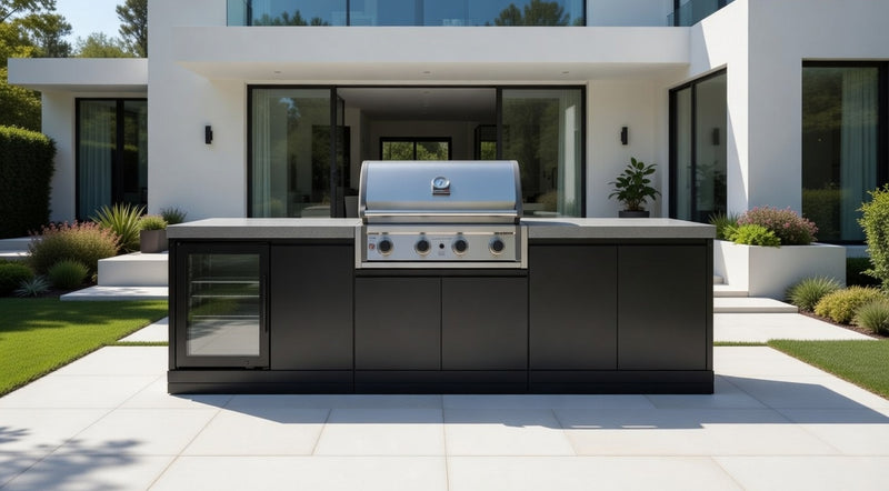 GrandPro Outdoor Kitchen with Elite Pro 4 Burner BBQ, and Fridge - 2.7m