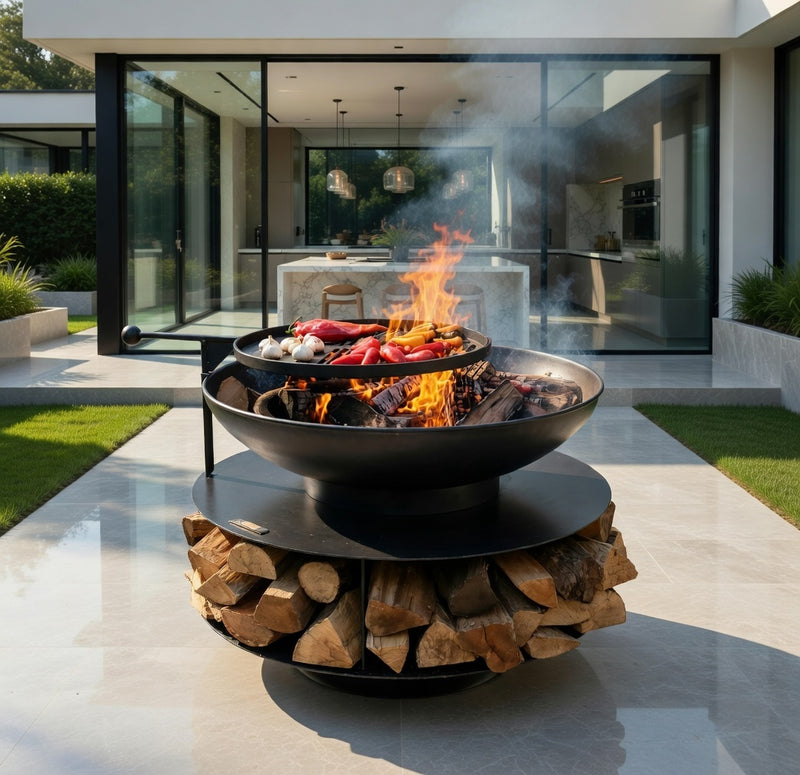 Ring of Logs 90 with Swing Arm BBQ Rack