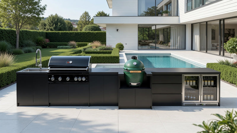 Whistler Fairford Black Outdoor Kitchen with Burford 5 Burner BBQ | 5.2M Full-Length